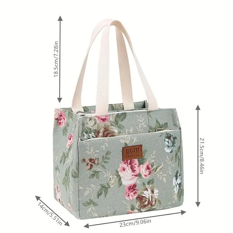 Insulated Aesthetic Floral Print Lunch Bag
