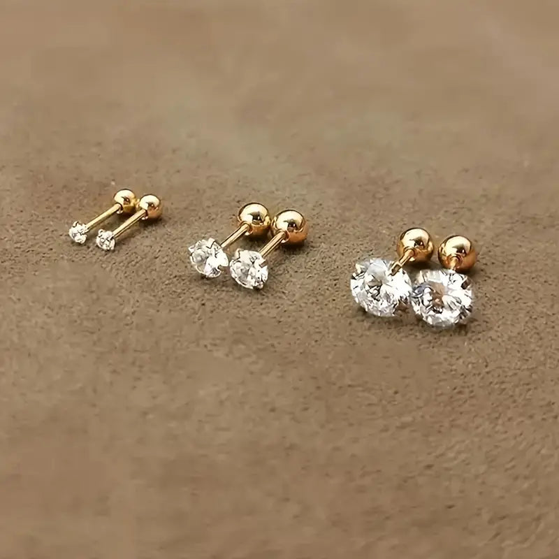 Twisted Ball Zirconia Earrings