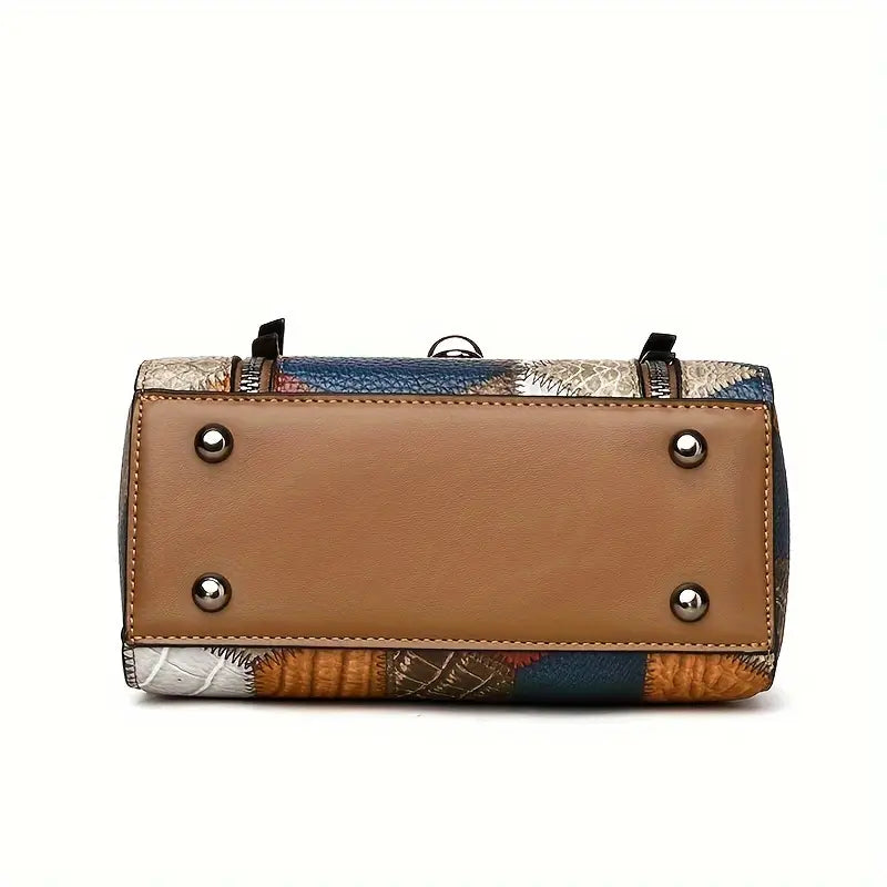 Retro Diamond Pattern Faux Leather Handbag