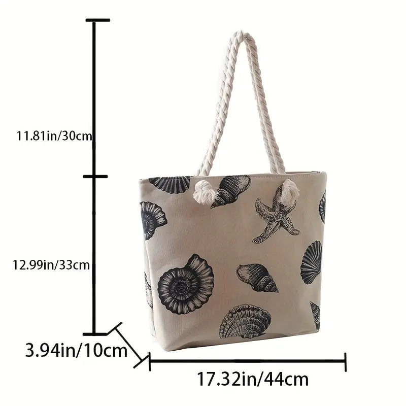 Shell Pattern Canvas Tote Bag