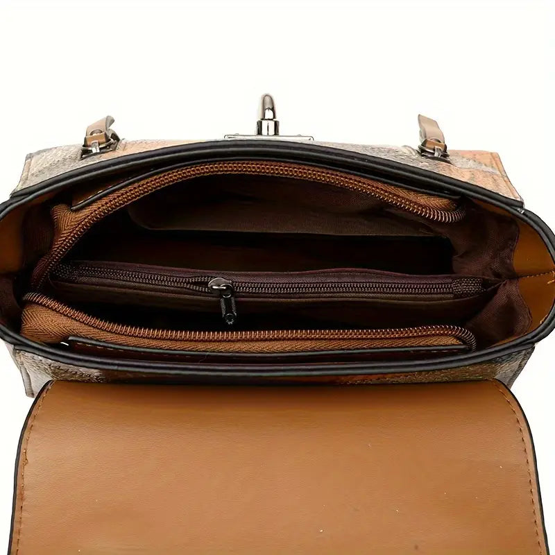 Retro Diamond Pattern Faux Leather Handbag