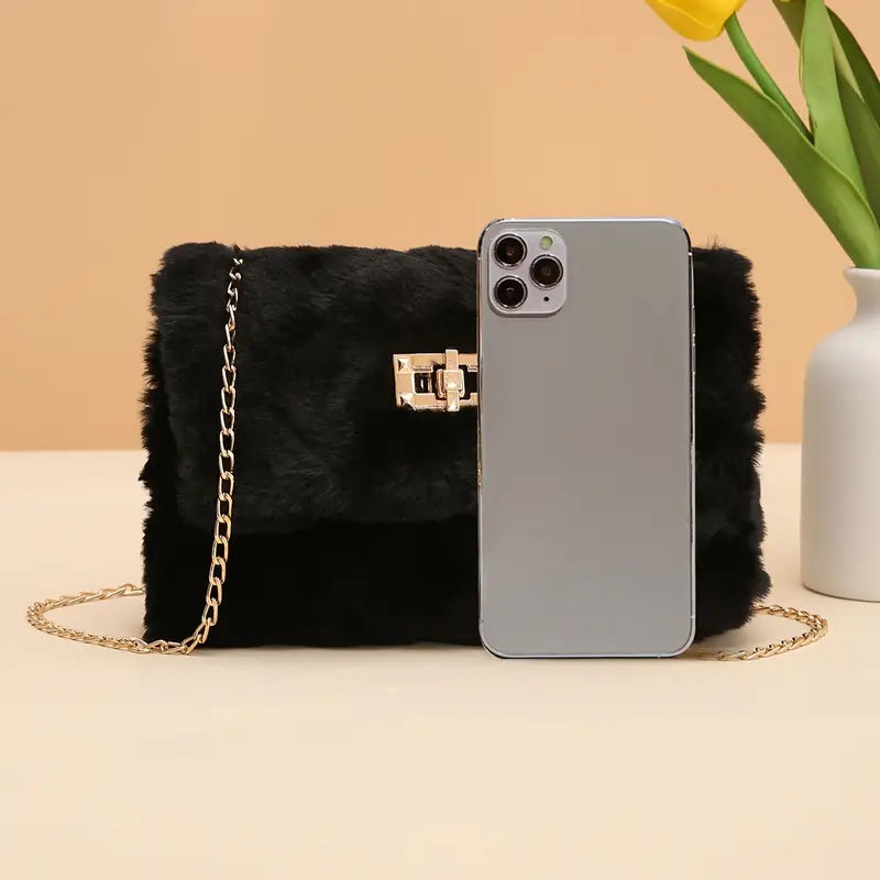Casual Faux Fur Crossbody Bag