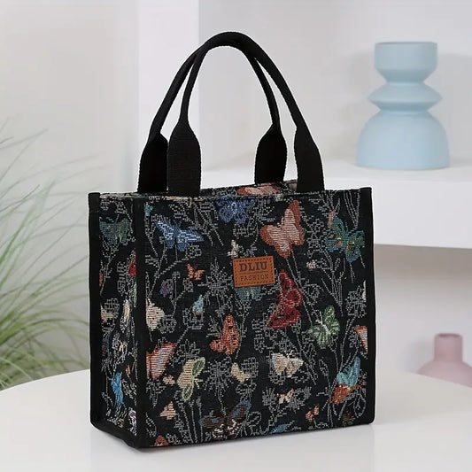 Nylon Knit Butterfly Painting Handbag