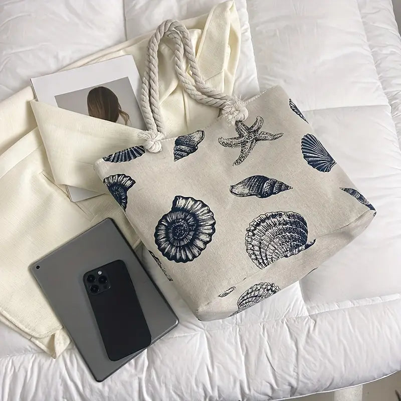 Shell Pattern Canvas Tote Bag