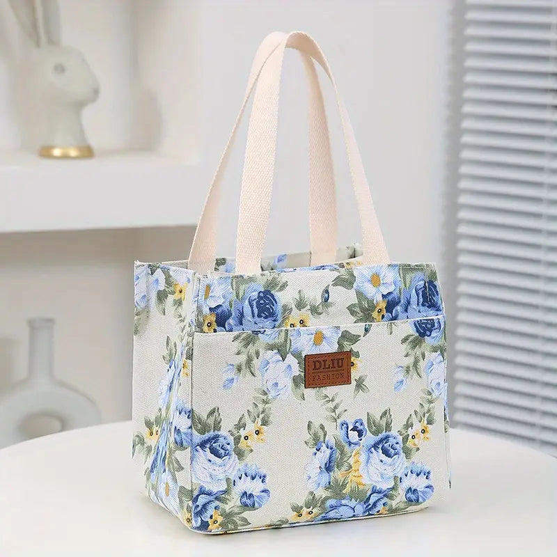 Insulated Aesthetic Floral Print Lunch Bag