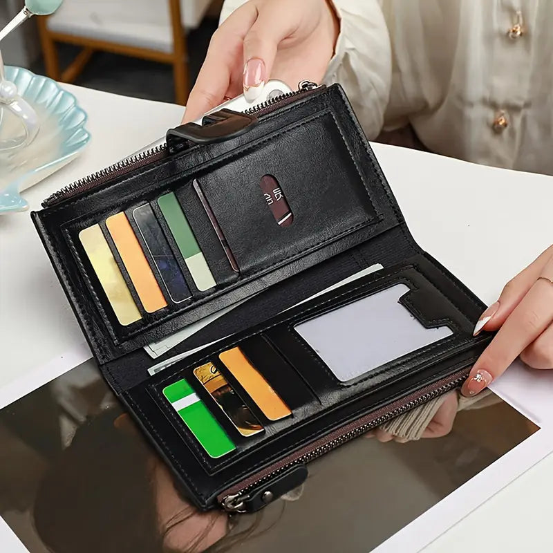 Classic Solid Color Long Clutch Wallet