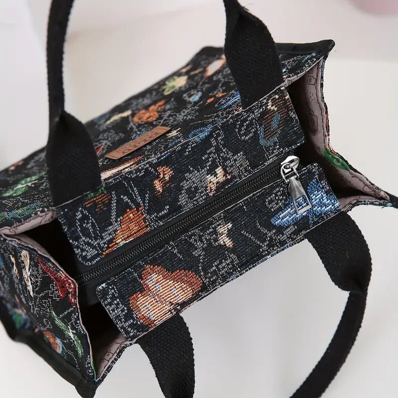 Nylon Knit Butterfly Painting Handbag