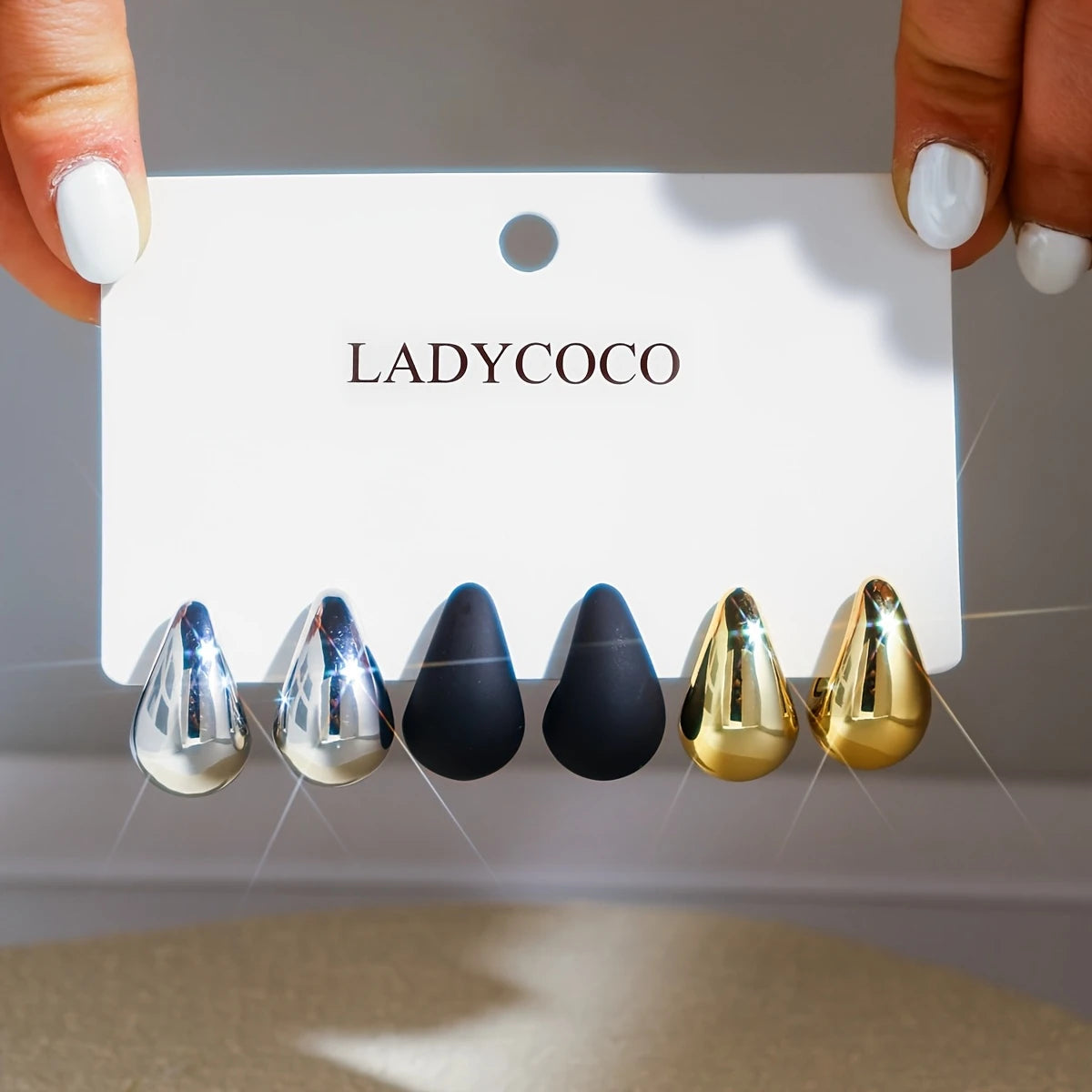 3 Pairs Water Drop Style Women's Earrings Set