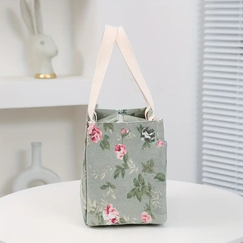 Insulated Aesthetic Floral Print Lunch Bag