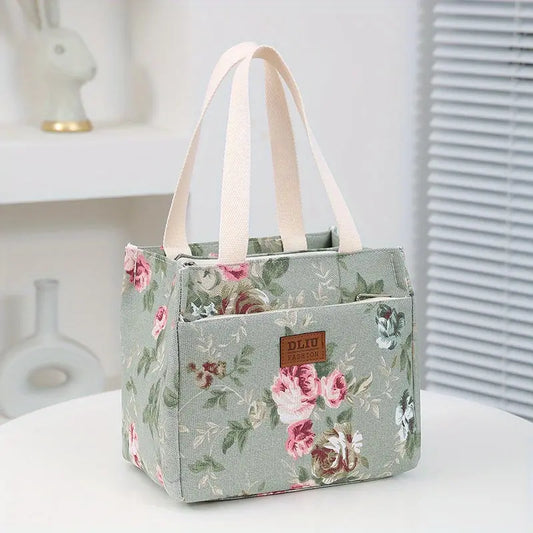 Insulated Aesthetic Floral Print Lunch Bag
