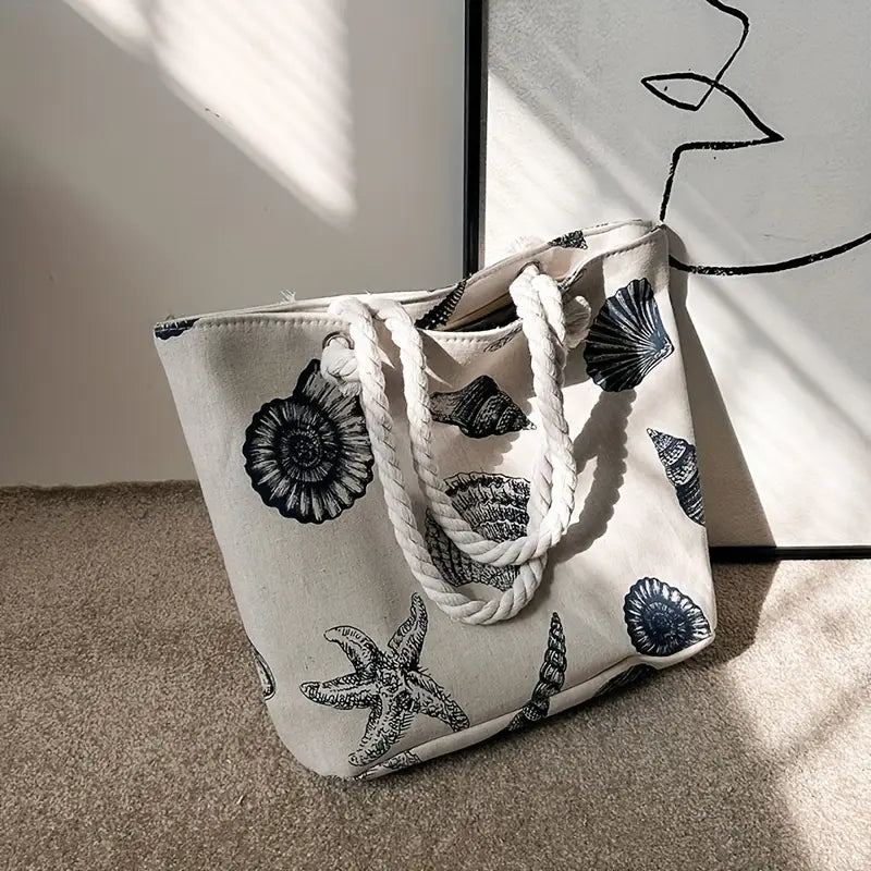 Shell Pattern Canvas Tote Bag