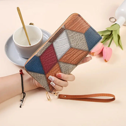 Vintage Geometric Pattern Wallet for Women
