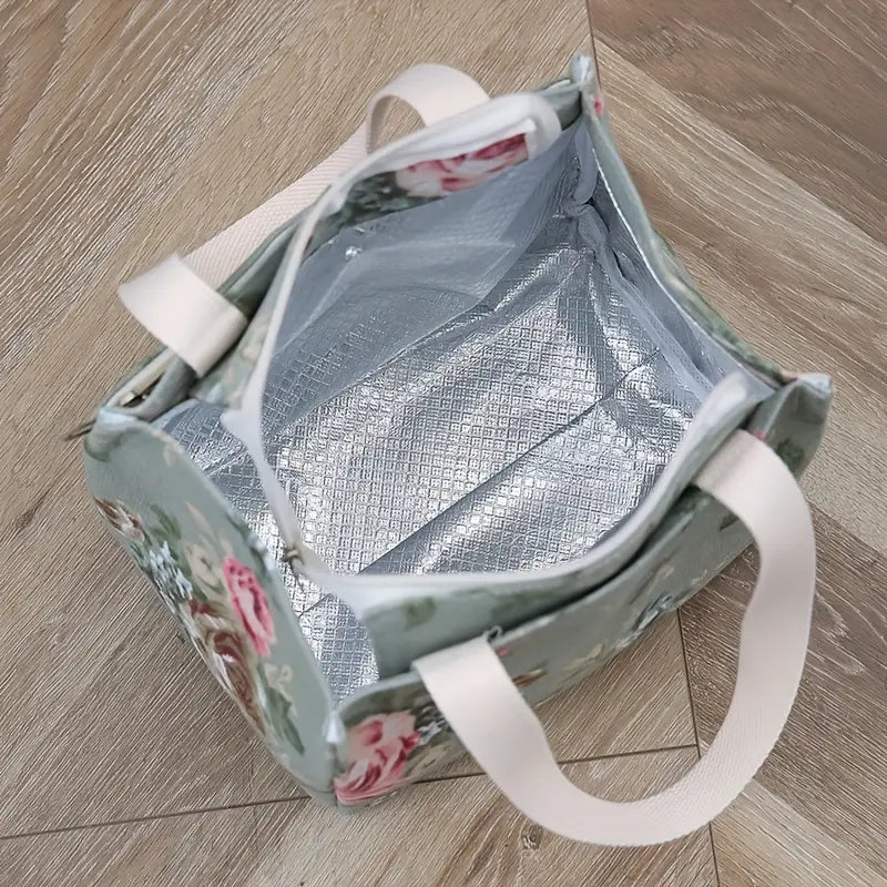 Insulated Aesthetic Floral Print Lunch Bag