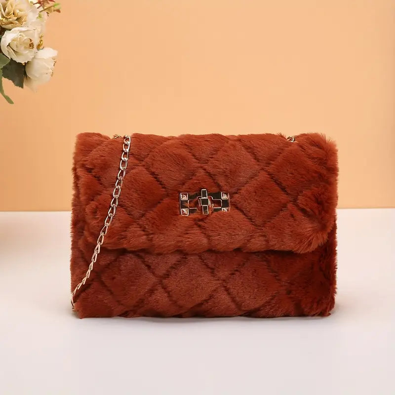 Casual Faux Fur Crossbody Bag