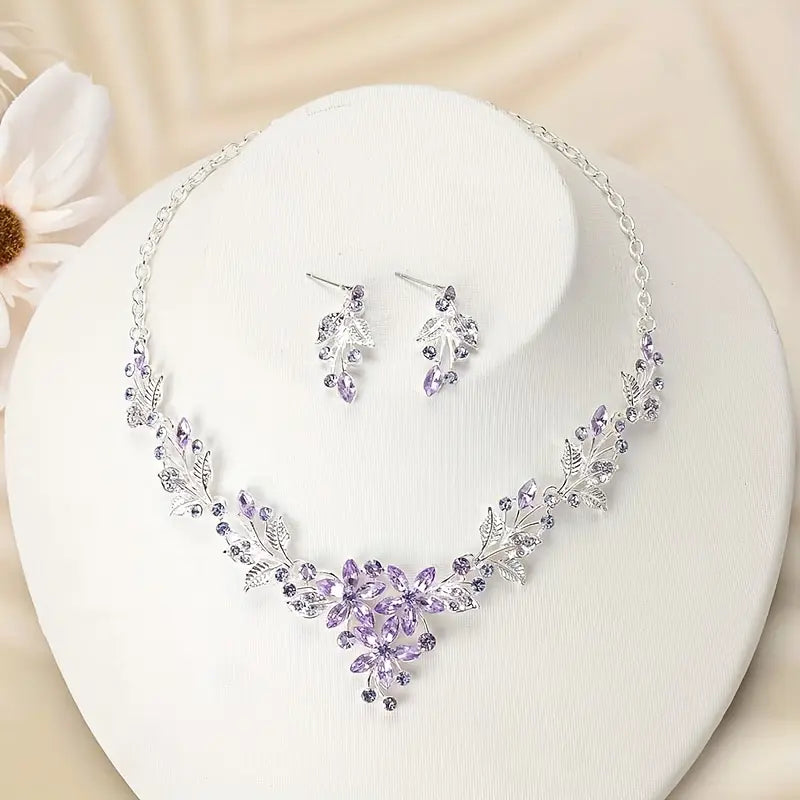 Elegant Jewelry Set Sparkling Flower