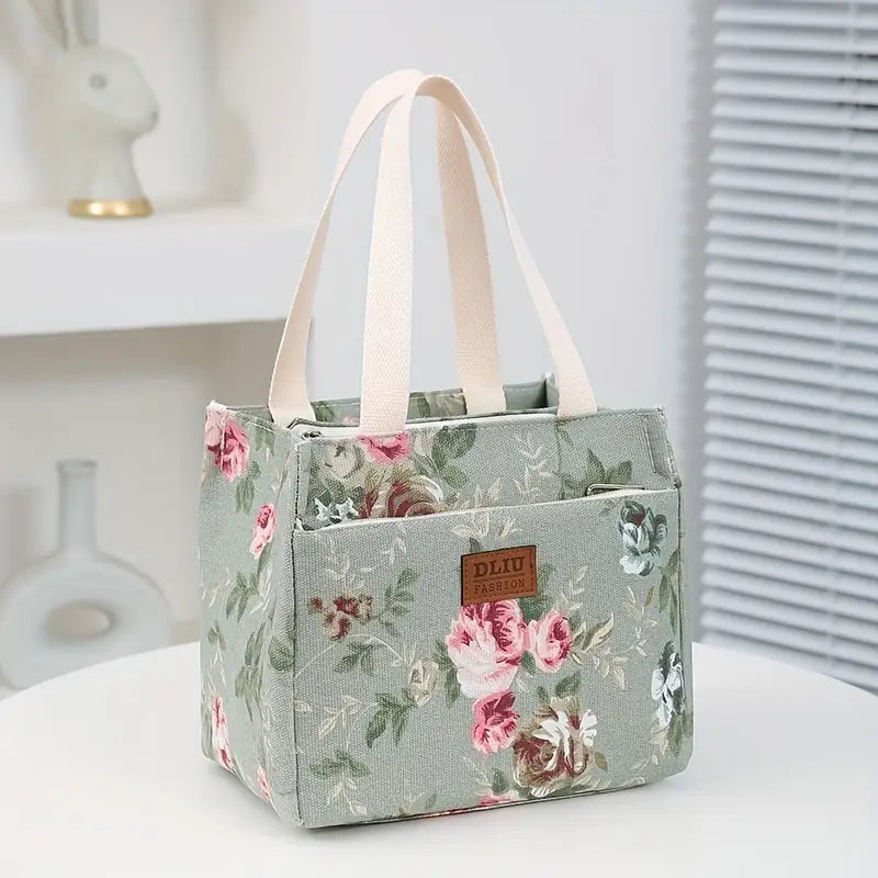 Insulated Aesthetic Floral Print Lunch Bag