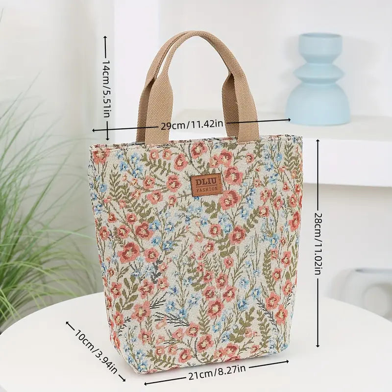 Chic Floral Nylon Tote Bag with Zipper