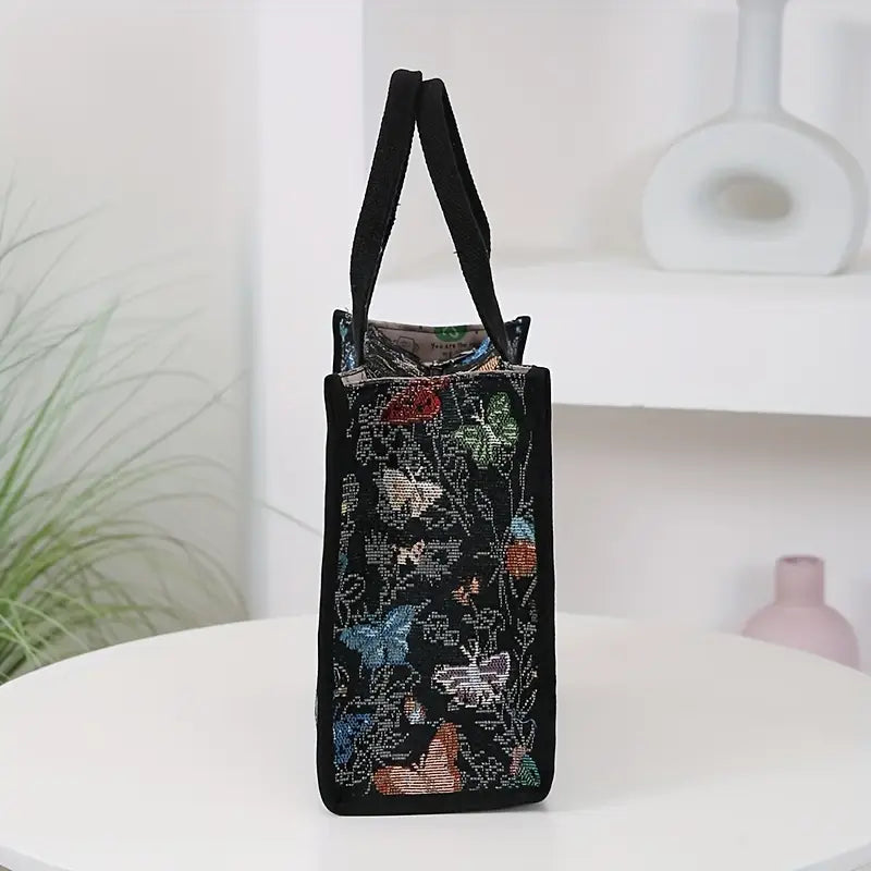 Nylon Knit Butterfly Painting Handbag
