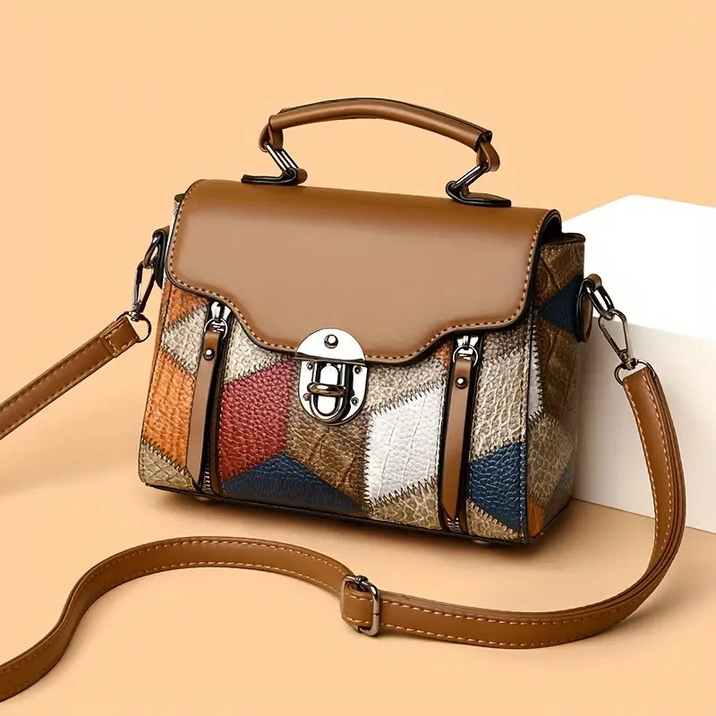 Retro Diamond Pattern Faux Leather Handbag