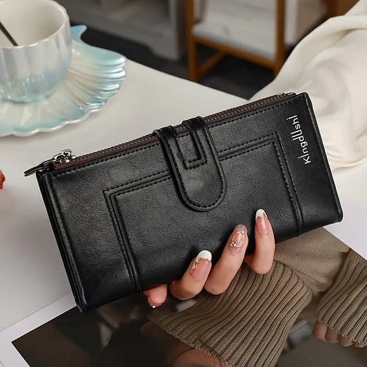 Classic Solid Color Long Clutch Wallet