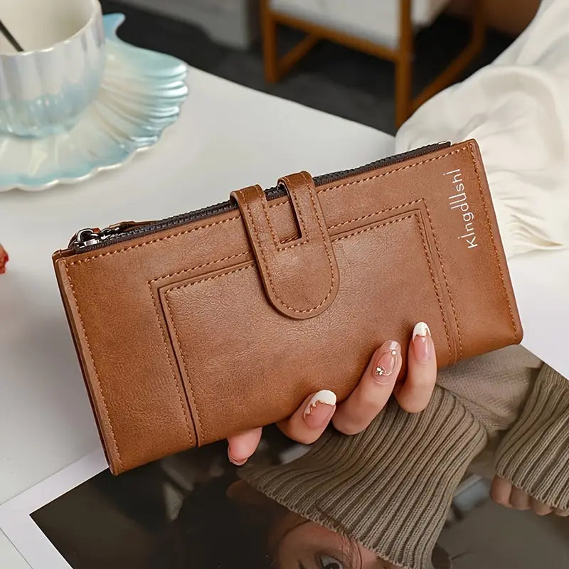 Classic Solid Color Long Clutch Wallet