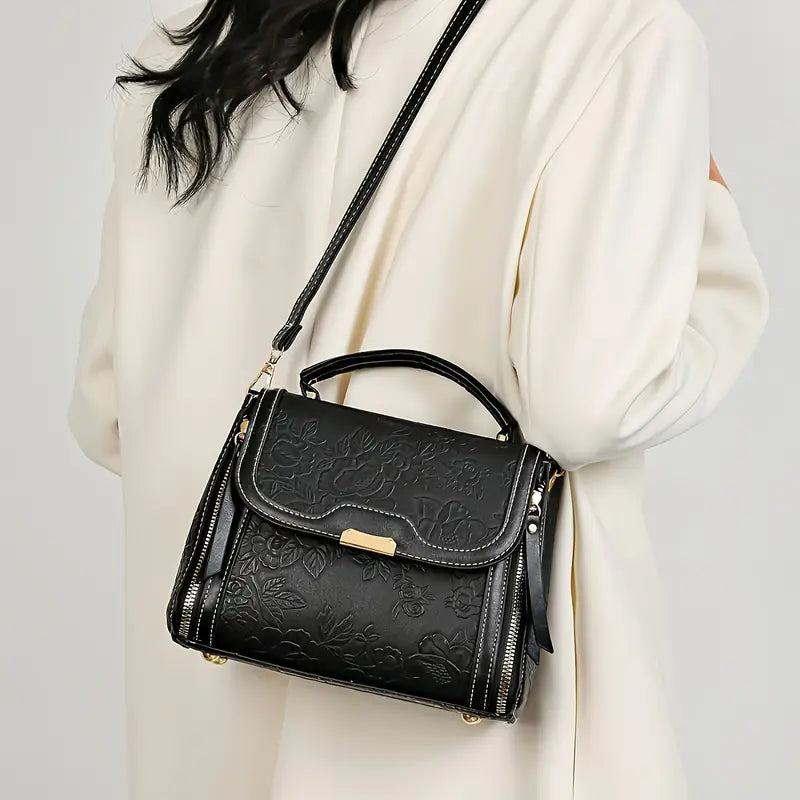 Fashion Embossed Large Capacity Crossbody Bag