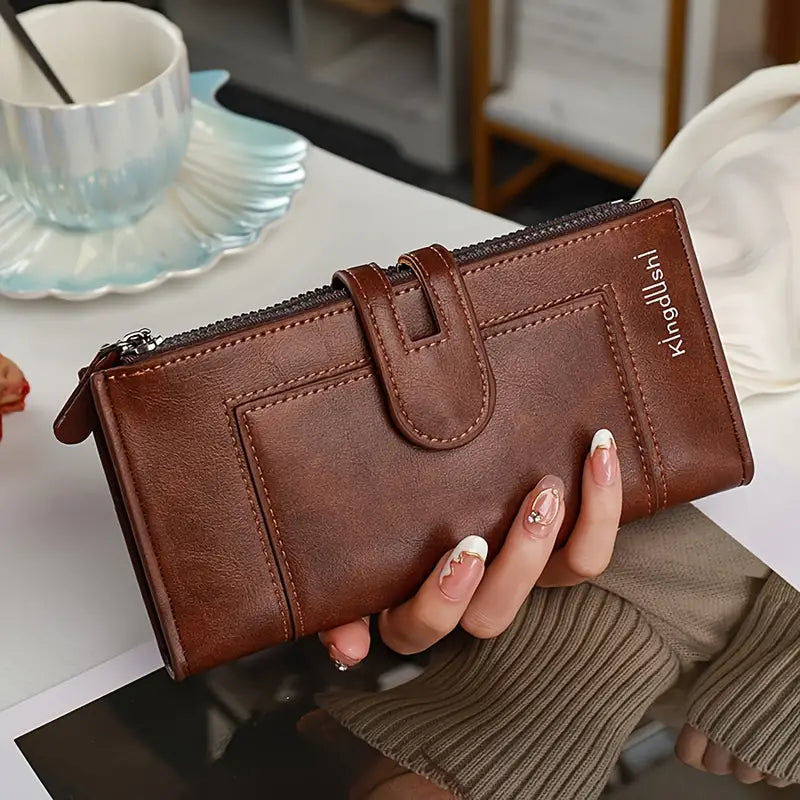 Classic Solid Color Long Clutch Wallet