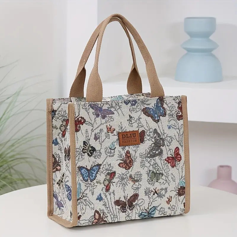 Nylon Knit Butterfly Painting Handbag