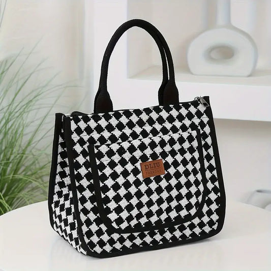 Fashionable Nylon Jacquard Checkered Bag