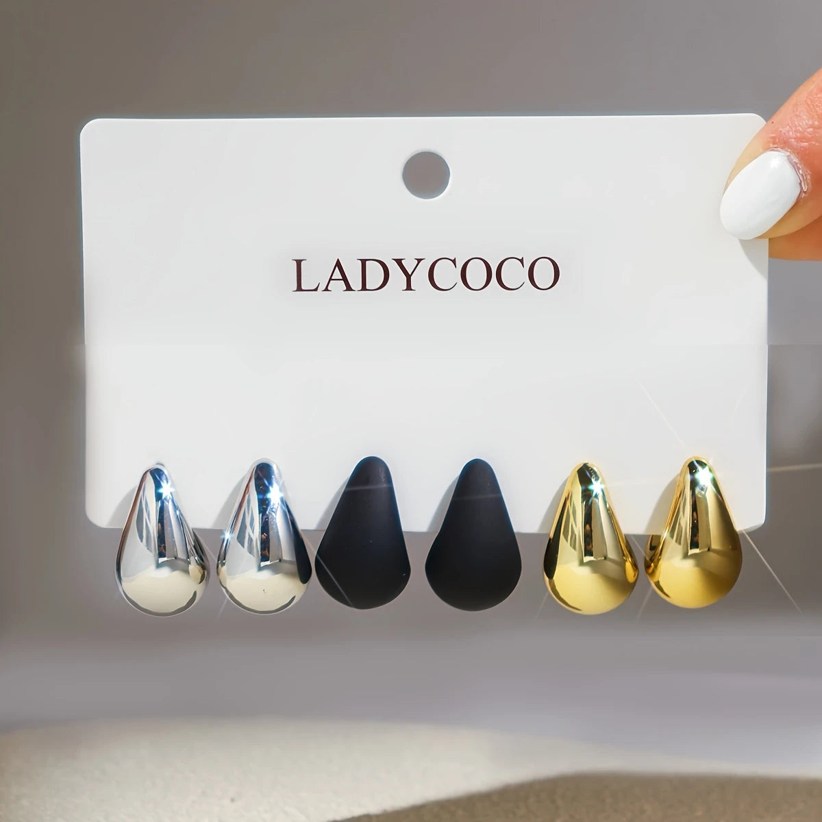 3 Pairs Water Drop Style Women's Earrings Set