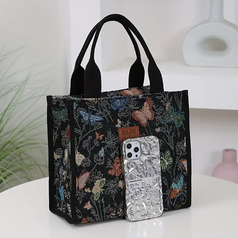 Nylon Knit Butterfly Painting Handbag