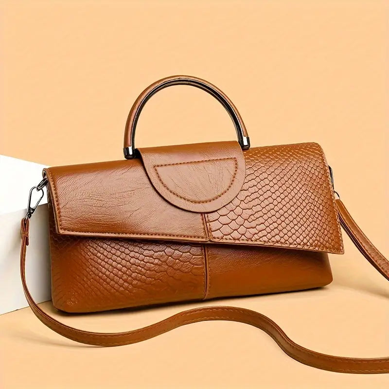Vintage Crocodile Pattern Handbag for Women