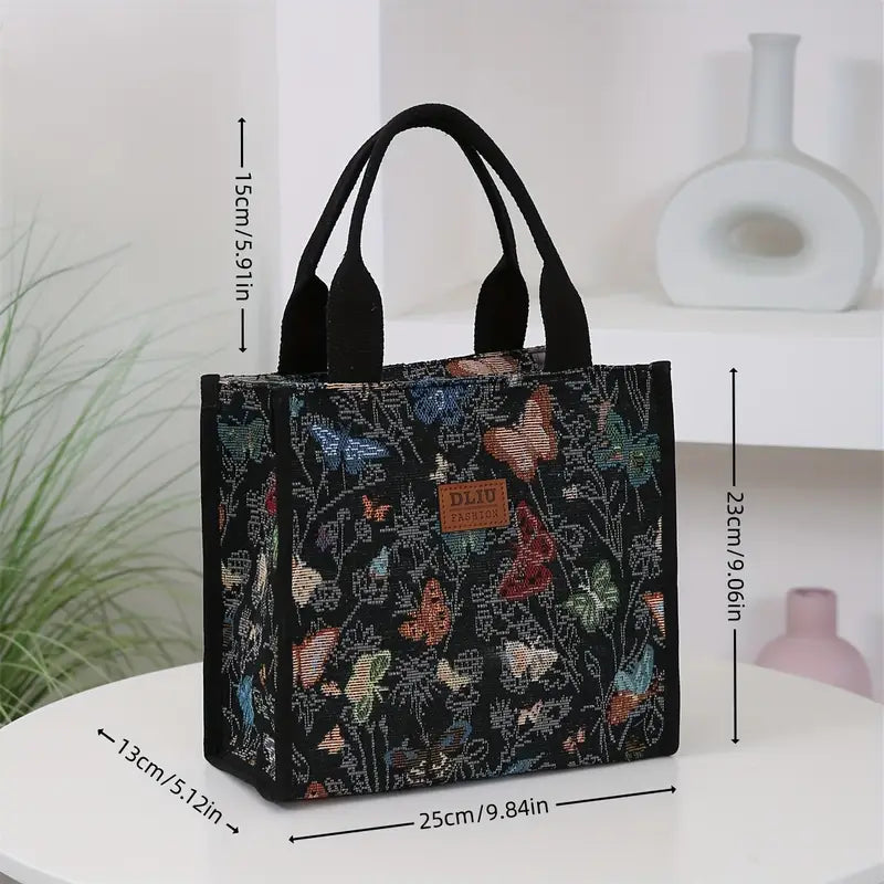 Nylon Knit Butterfly Painting Handbag