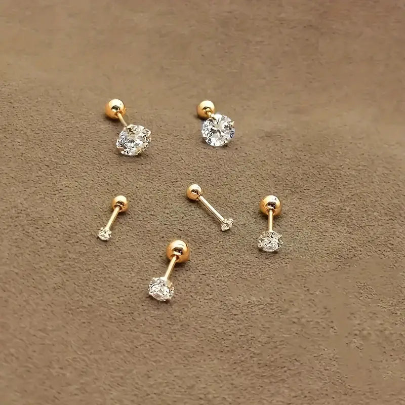 Twisted Ball Zirconia Earrings