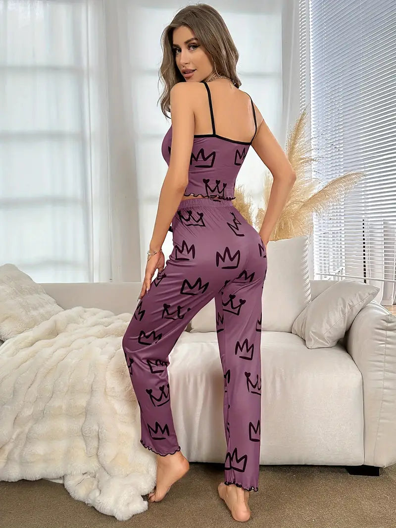 Crown Pattern Pajama Set