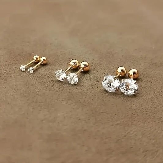 Twisted Ball Zirconia Earrings