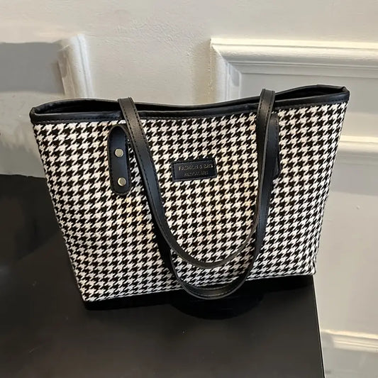 Large Capacity Houndstooth Tote Bag