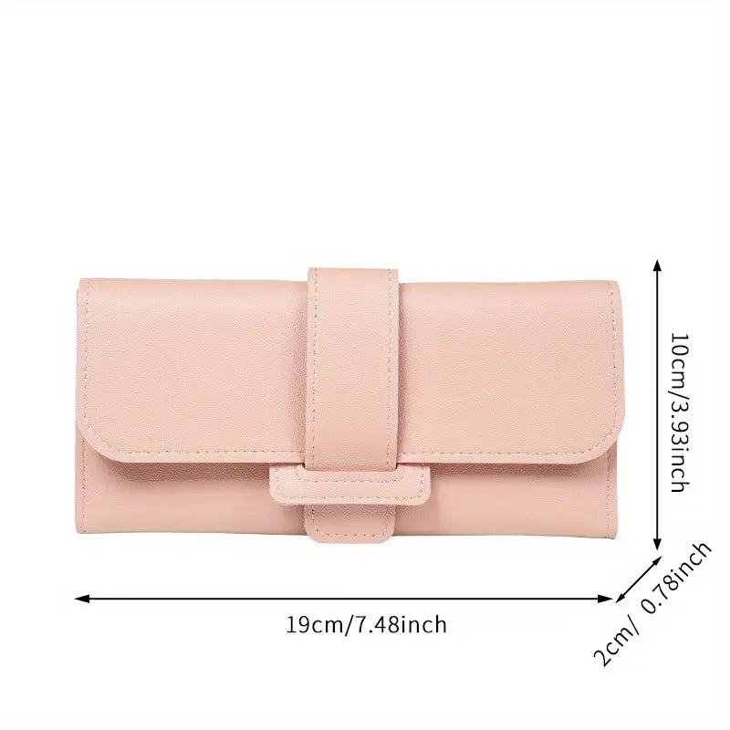 Faux Leather Long Trifold Clutch