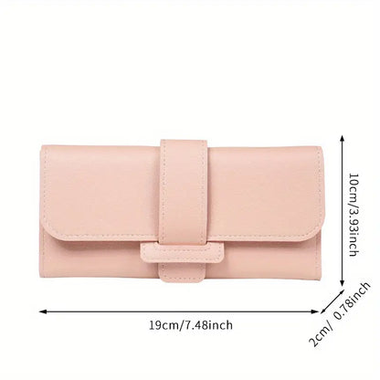 Faux Leather Long Trifold Clutch