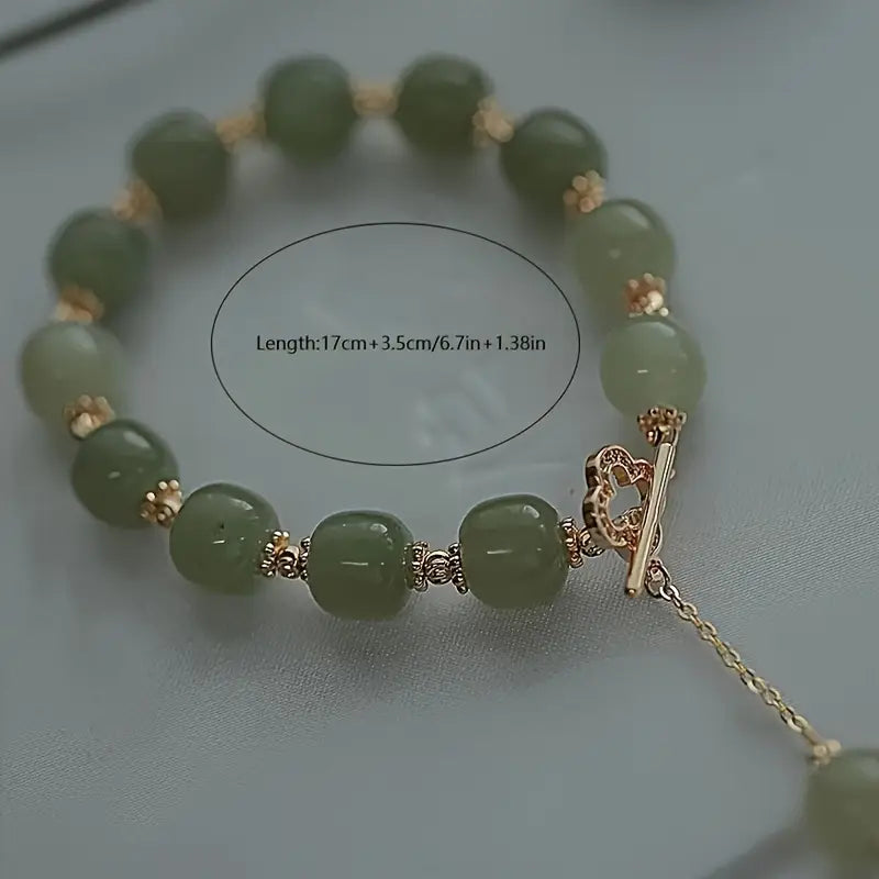 Bead Bracelet with Imitation Jade Accents