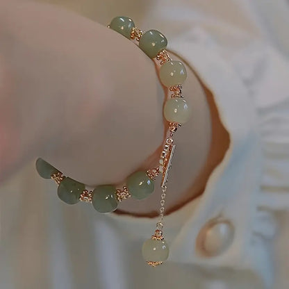 Bead Bracelet with Imitation Jade Accents