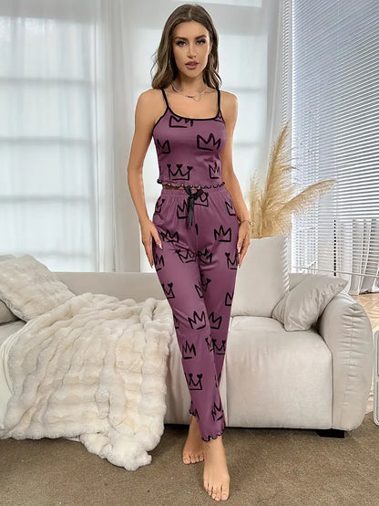 Crown Pattern Pajama Set