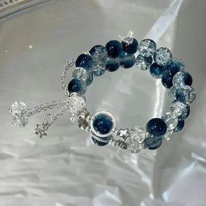 Handcrafted Glass Bead Bracelet with Sparkling Star Charm