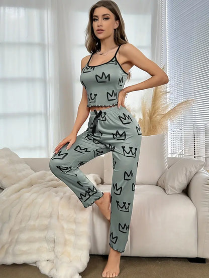 Crown Pattern Pajama Set