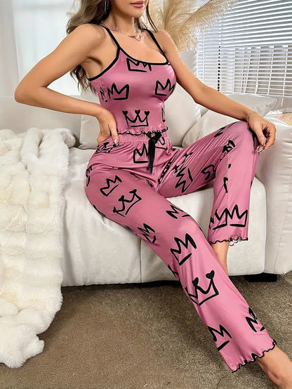 Crown Pattern Pajama Set