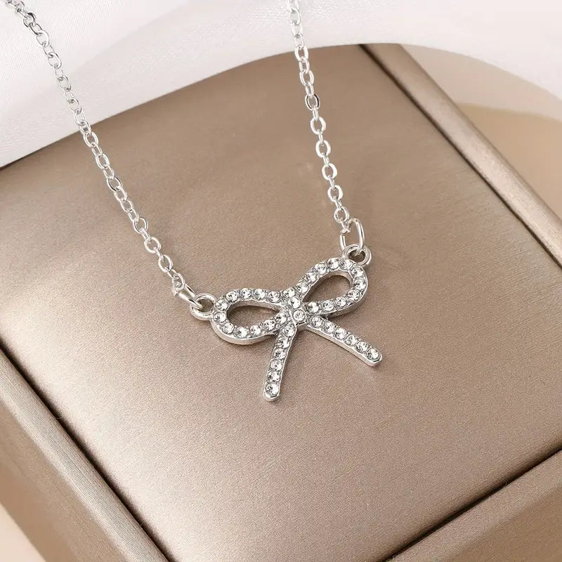 1pc Elegant Style Bow Pendant Necklace