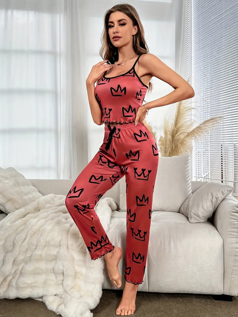 Crown Pattern Pajama Set