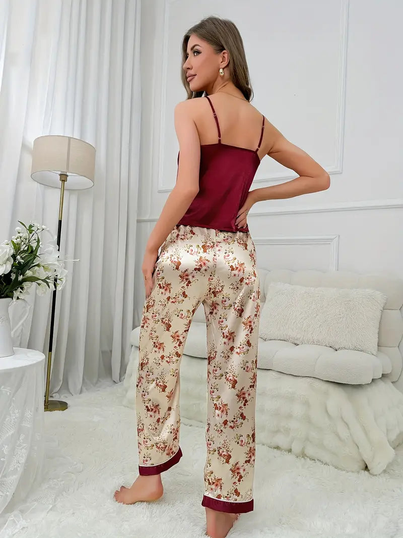 Flower Print Top & Pajama Pants