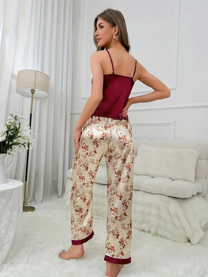 Flower Print Top & Pajama Pants