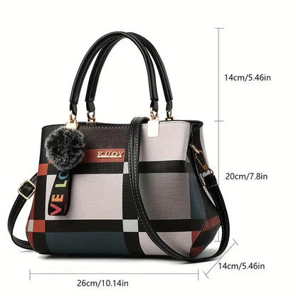 Elegant Grid Patterned Tote Bag